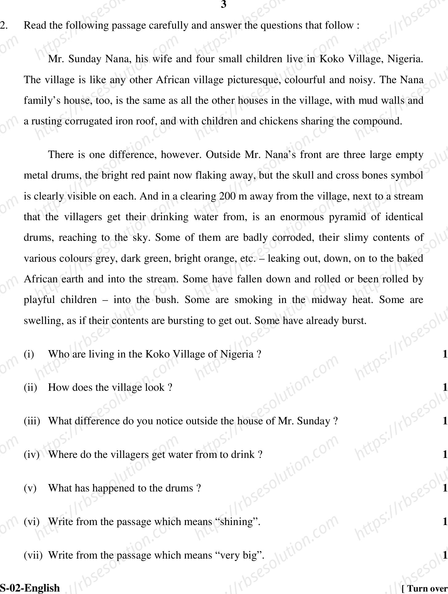 RBSE Class 10th 2020 English Model Papers Sample Papers 2
