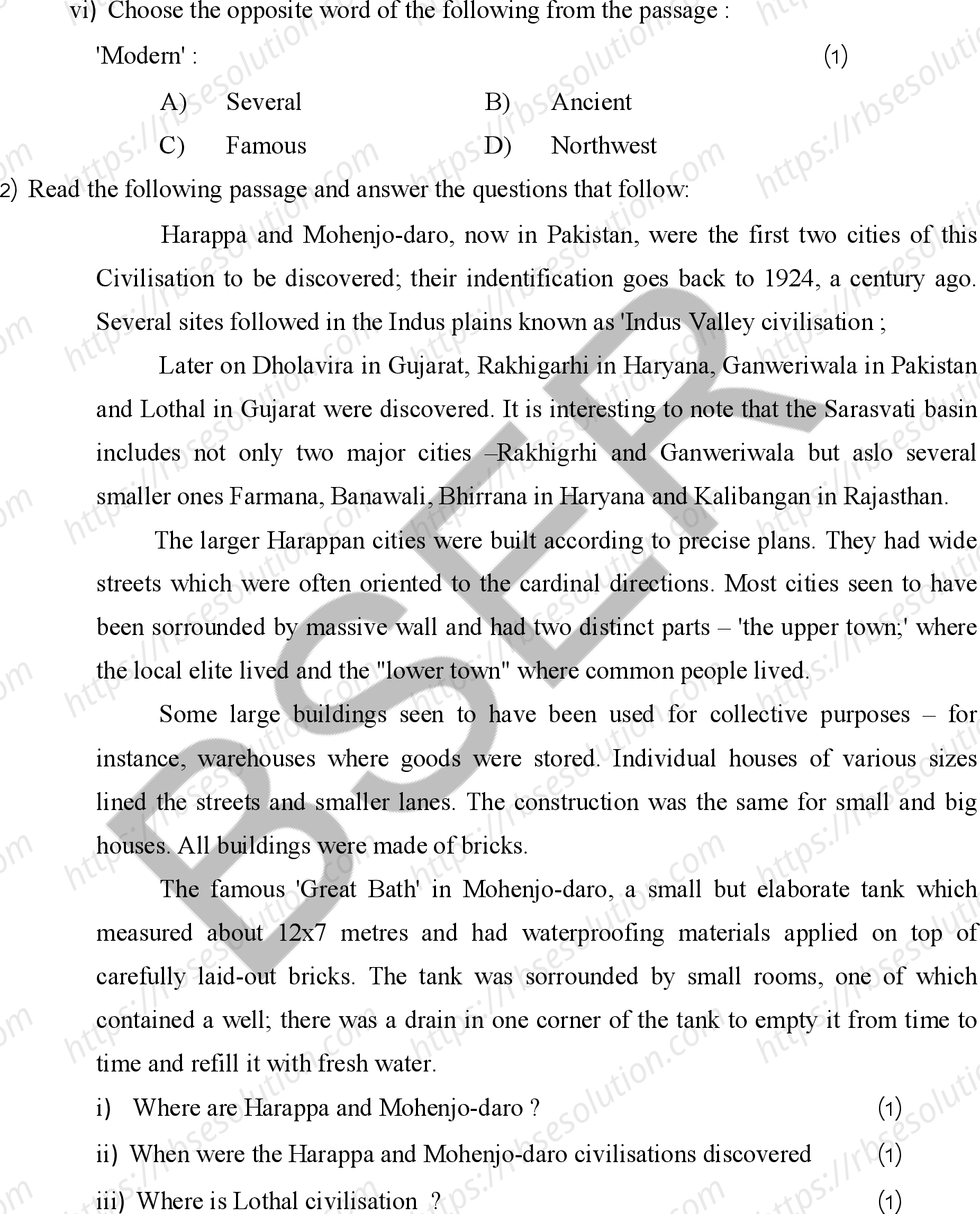 RBSE Class 10th 2025 English Sample Papers 5