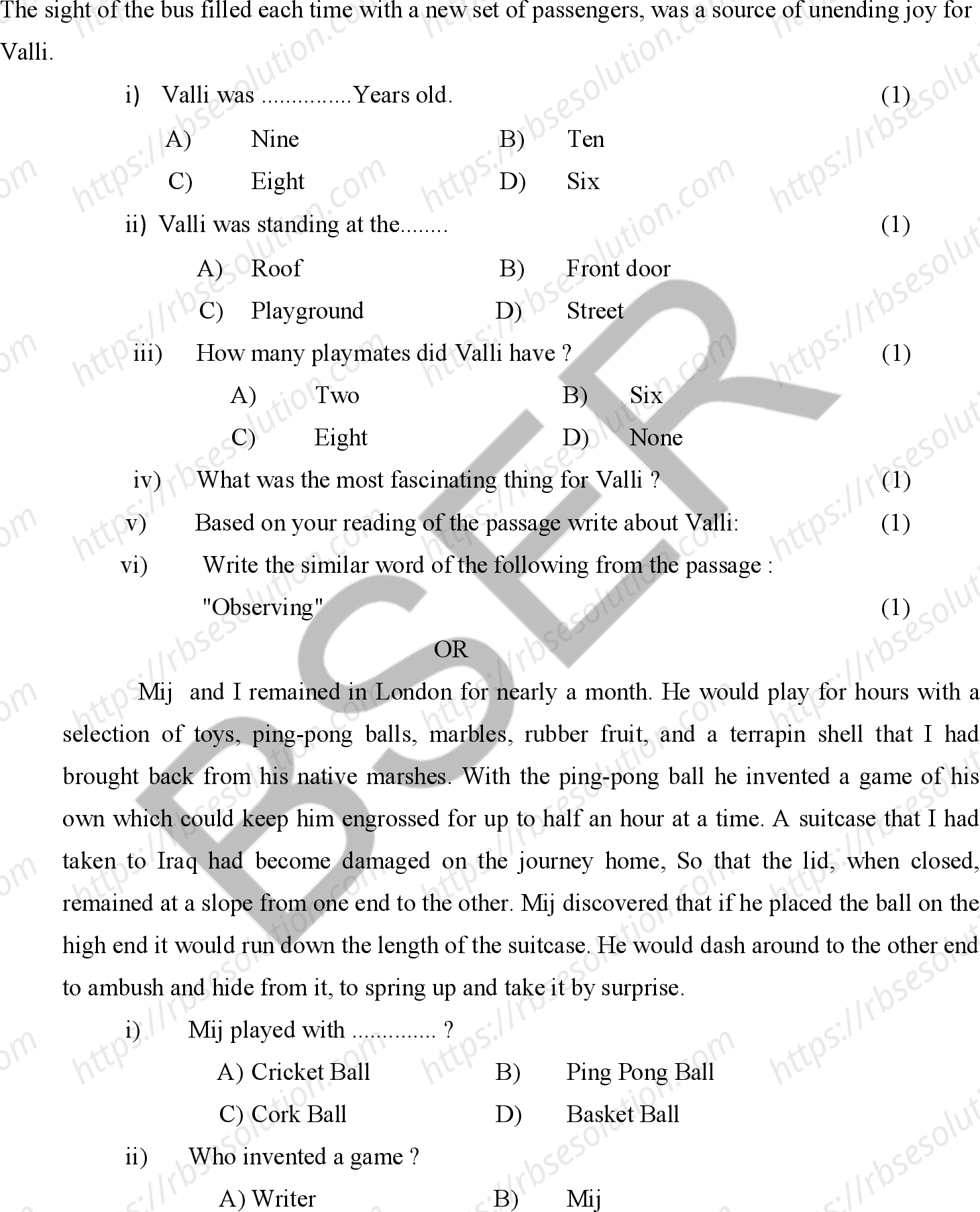 RBSE Class 10th 2025 English Sample Papers 9