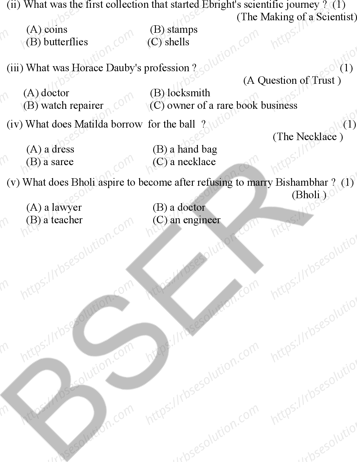 RBSE Class 10th 2026 English Sample Papers 11