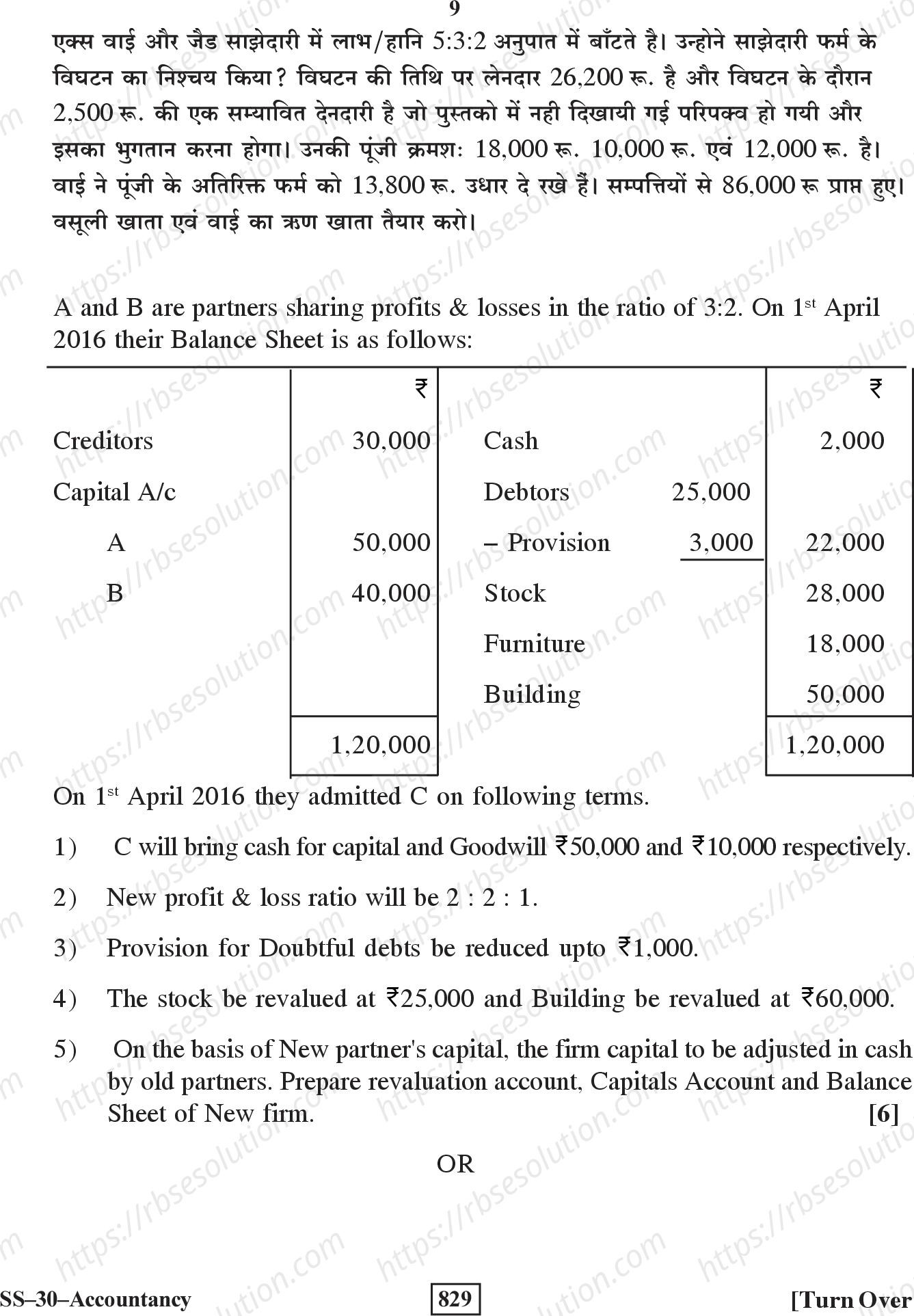 RBSE Class 12th 2020 Accountancy Model Papers Sample Papers 8
