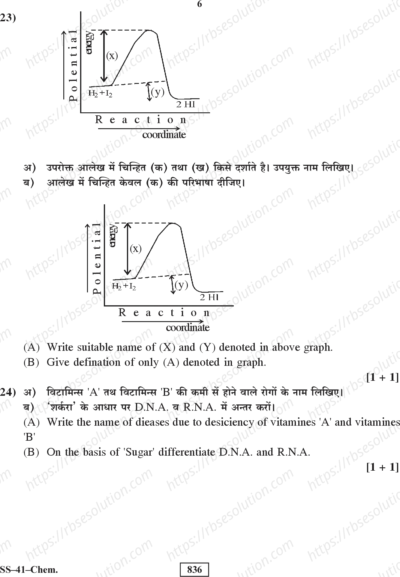RBSE Class 12th 2020 Chemistry Model Papers Sample Papers 5