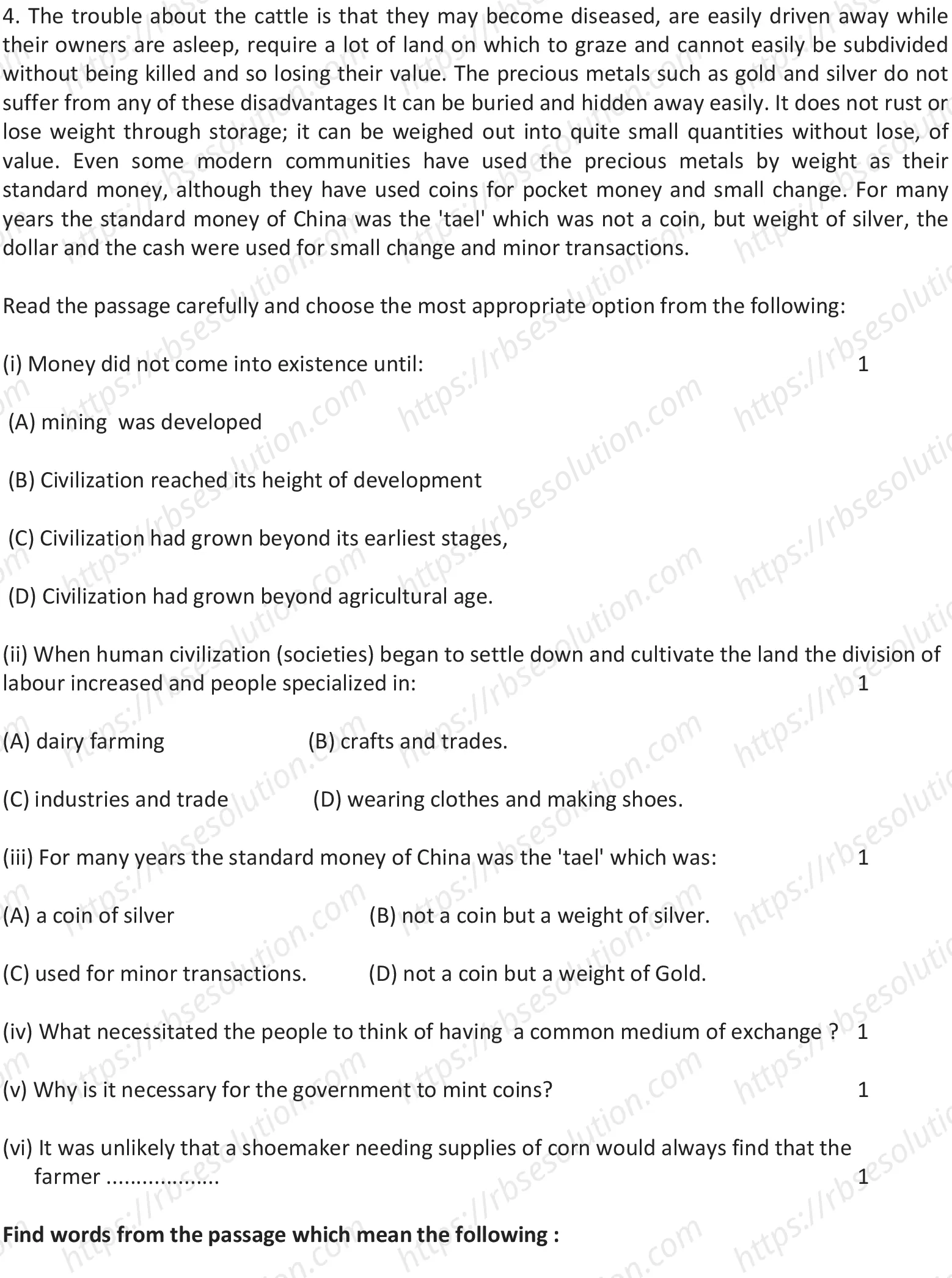 RBSE Class 12th 2023 English Literature Sample Papers 4