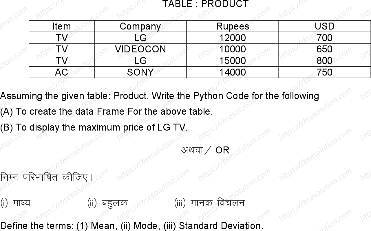 RBSE Class 12th 2024 Informatics Practices Sample Papers 13