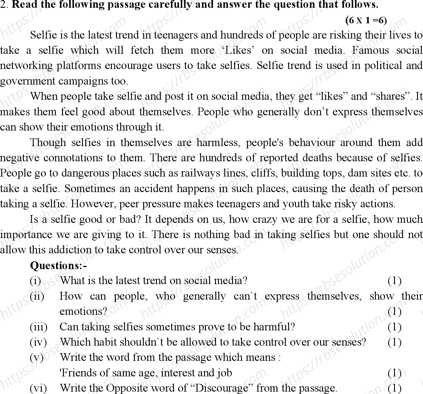 RBSE Class 12th 2024 अंग्रेजी अनिवार्य Sample Papers 4