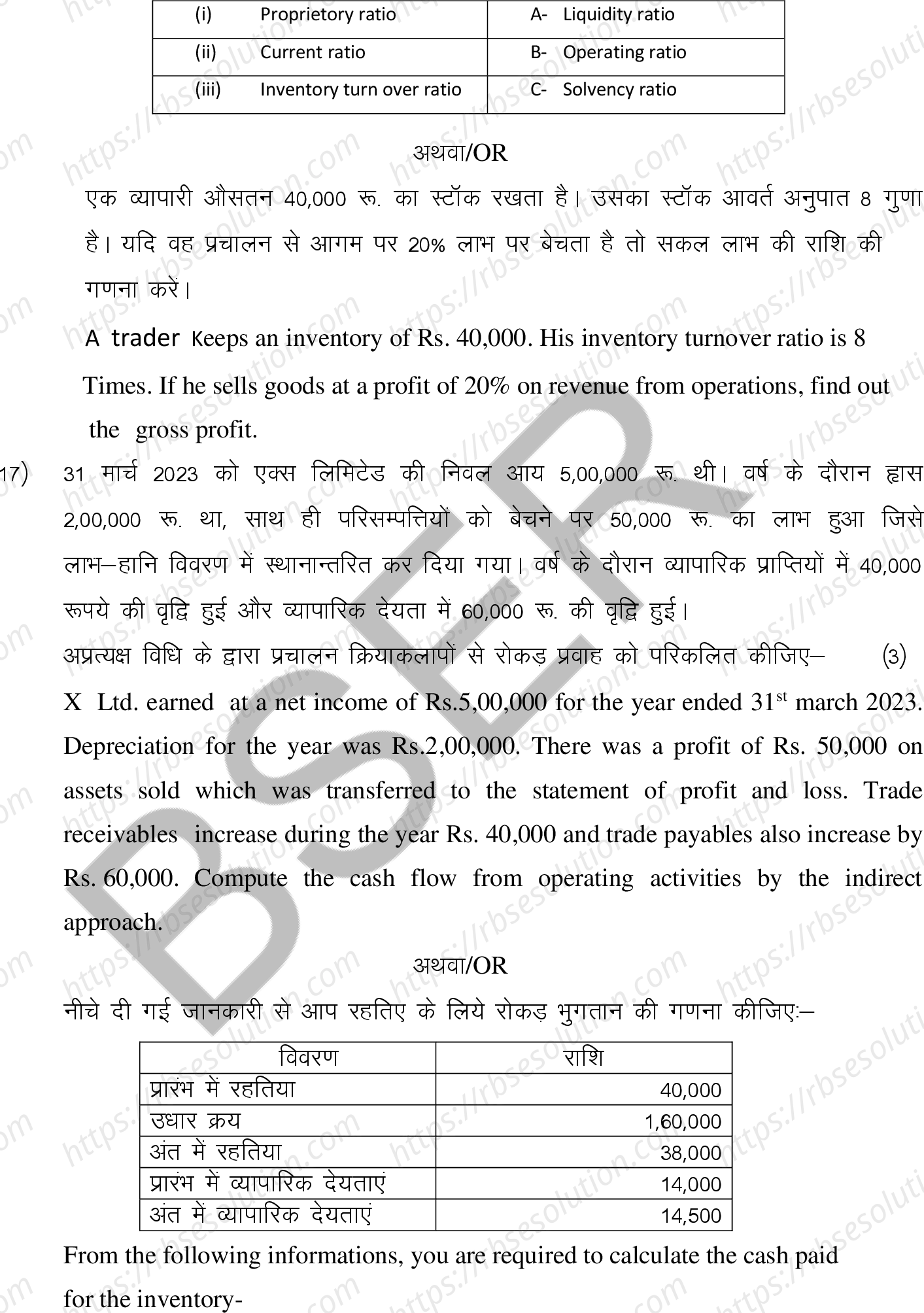 RBSE Class 12th 2025 Accountancy Sample Papers 16
