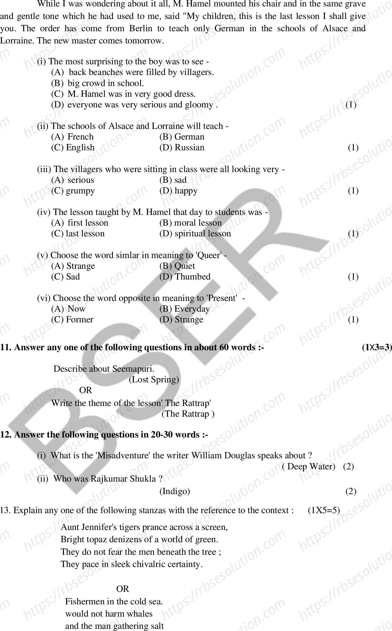 RBSE Class 12th 2025 English Compulsory Sample Papers 6