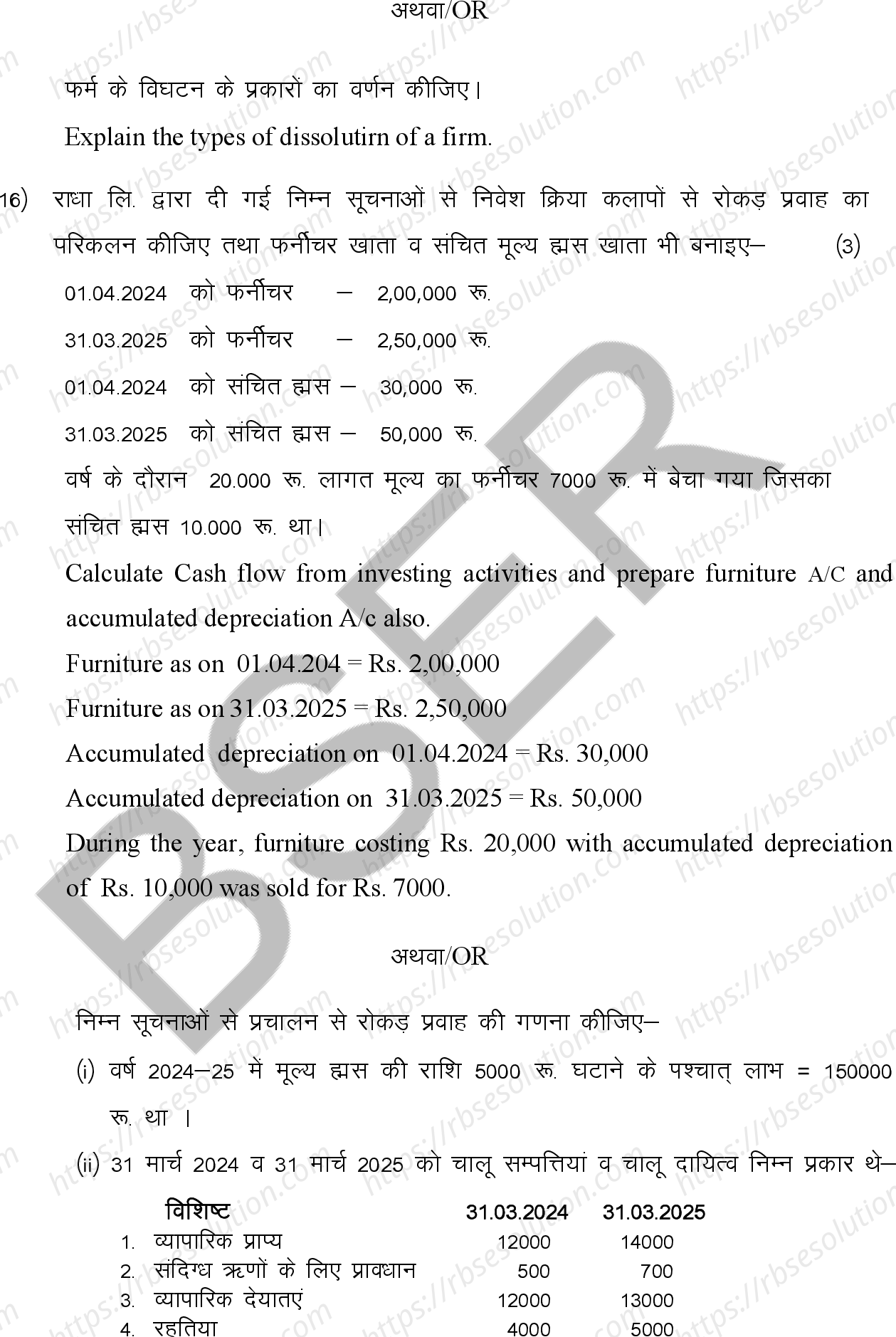 RBSE Class 12th 2026 Accountancy Sample Papers 15
