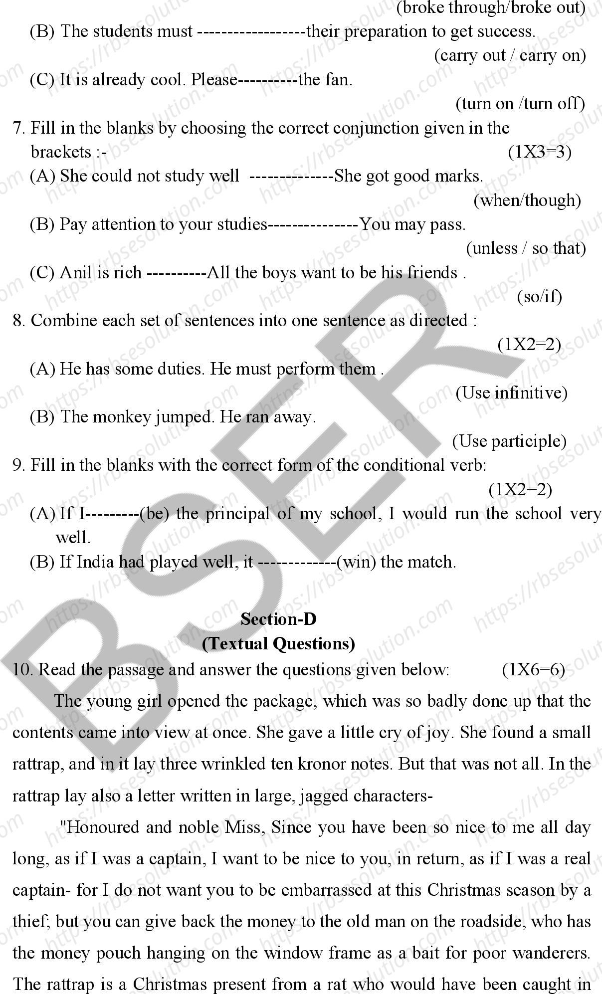 RBSE Class 12th 2026 English Compulsory Sample Papers 6