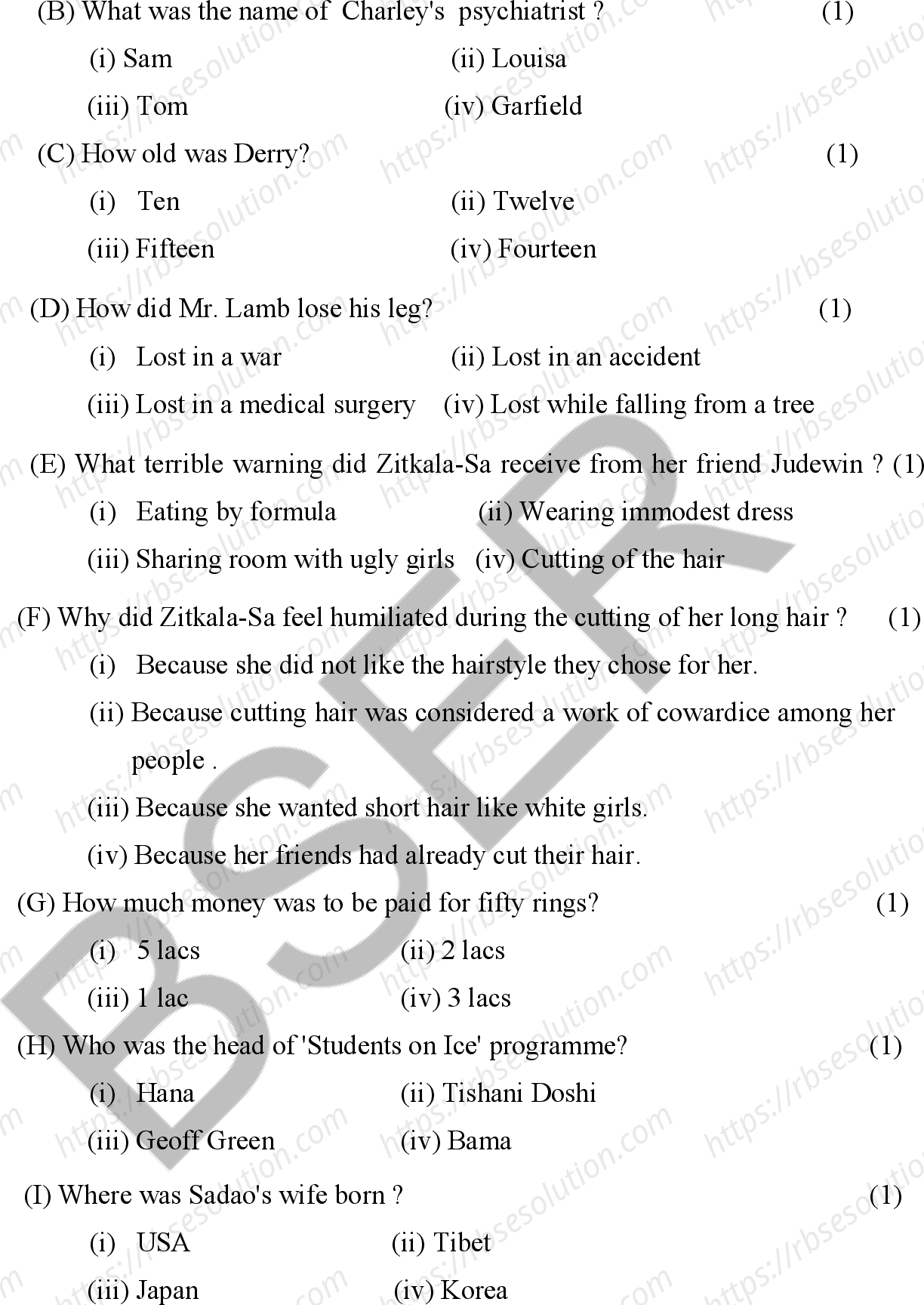 RBSE Class 12th 2026 English Compulsory Sample Papers 9
