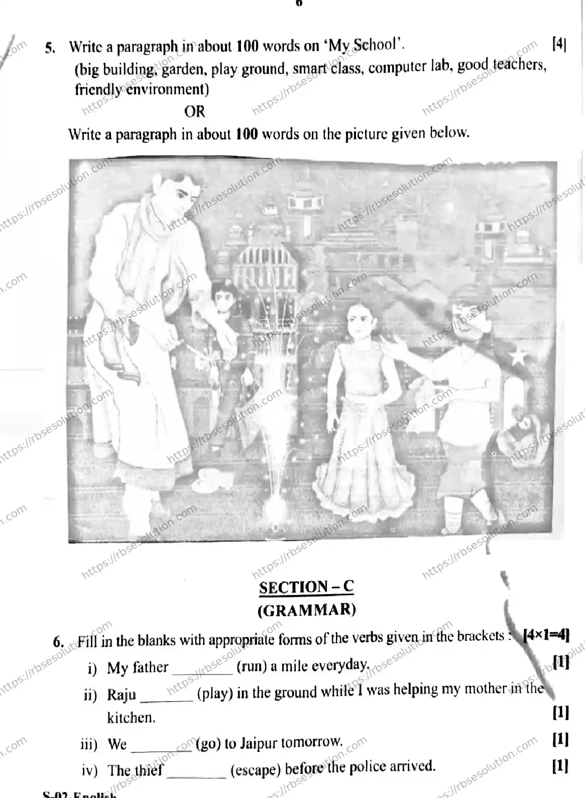 RBSE Class 10th 2026 ENGLISH-S-02 Previous Year Papers 5