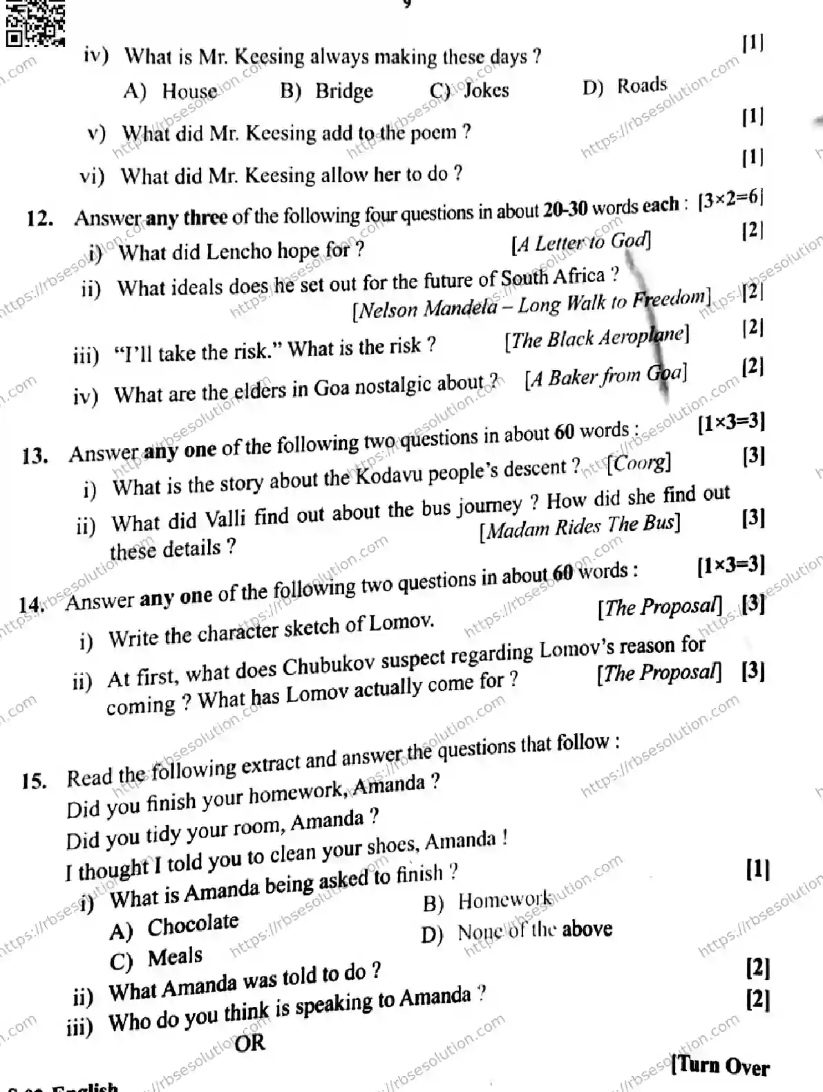 RBSE Class 10th 2026 ENGLISH-S-02 Previous Year Papers 8