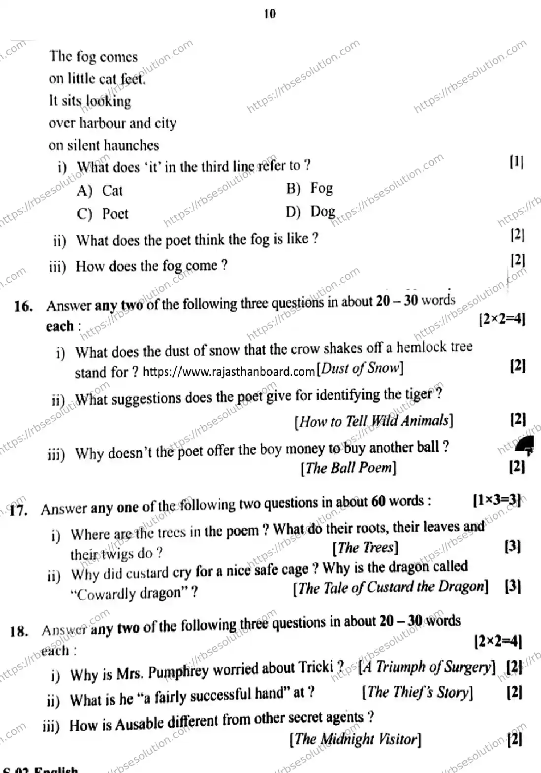 RBSE Class 10th 2026 ENGLISH-S-02 Previous Year Papers 9