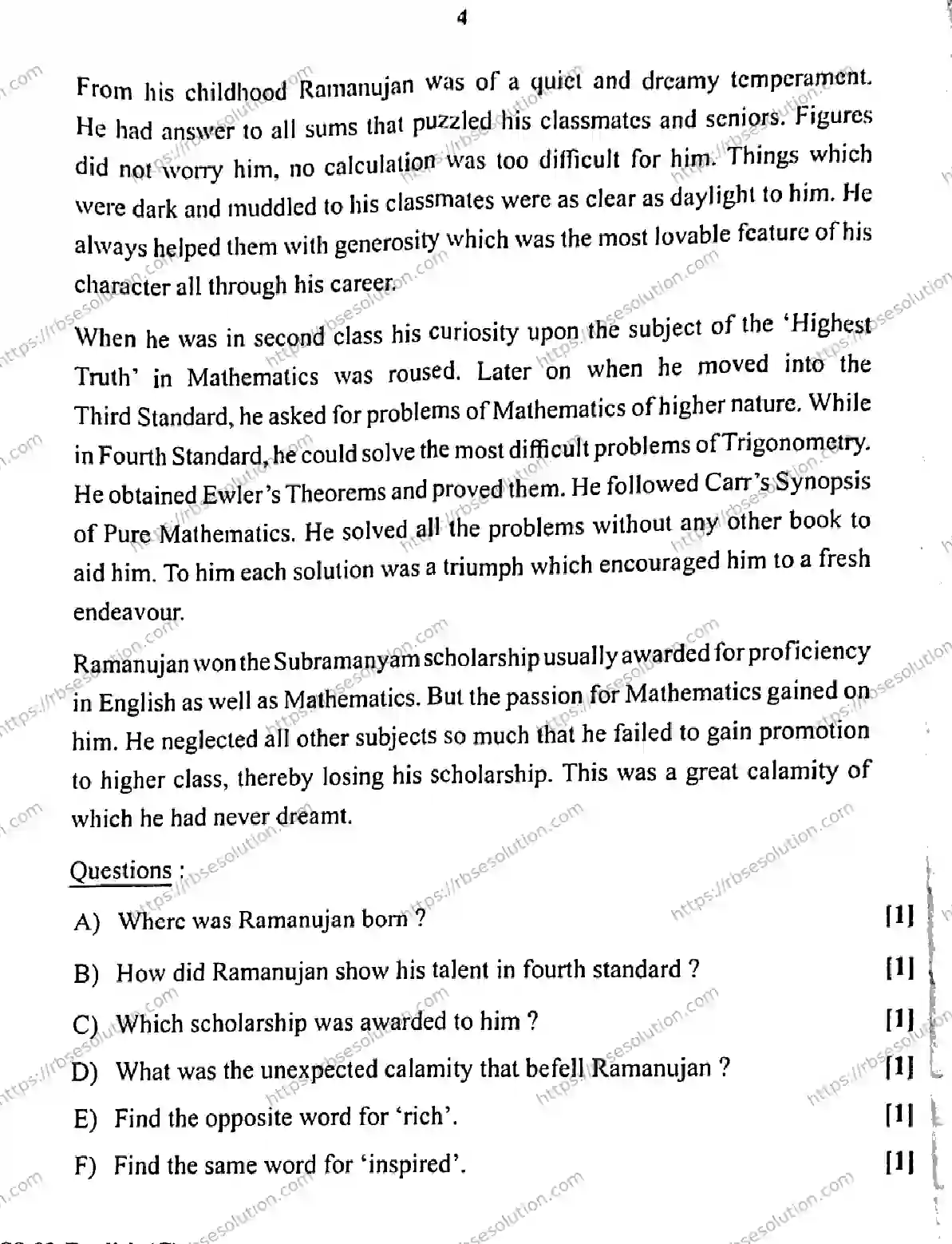 RBSE Class 12th 2026 ENGLISH-SS-02 Previous Year Papers 3