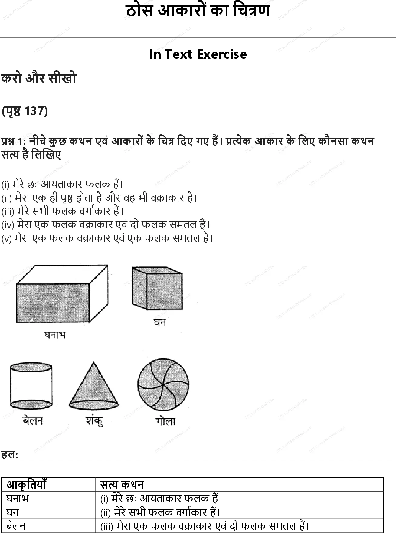 RBSE Class 7th गणित ठोस आकारों का चित्रण Solutions 0