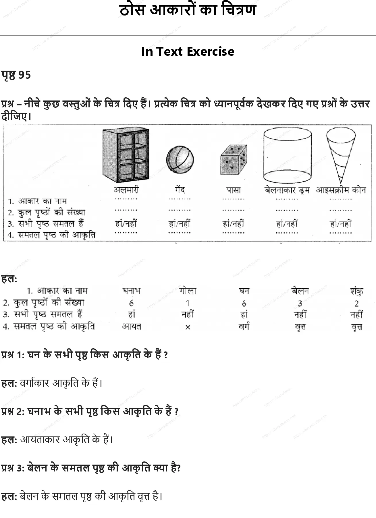 RBSE Class 8th गणित ठोस आकारों का चित्रण Solutions 0