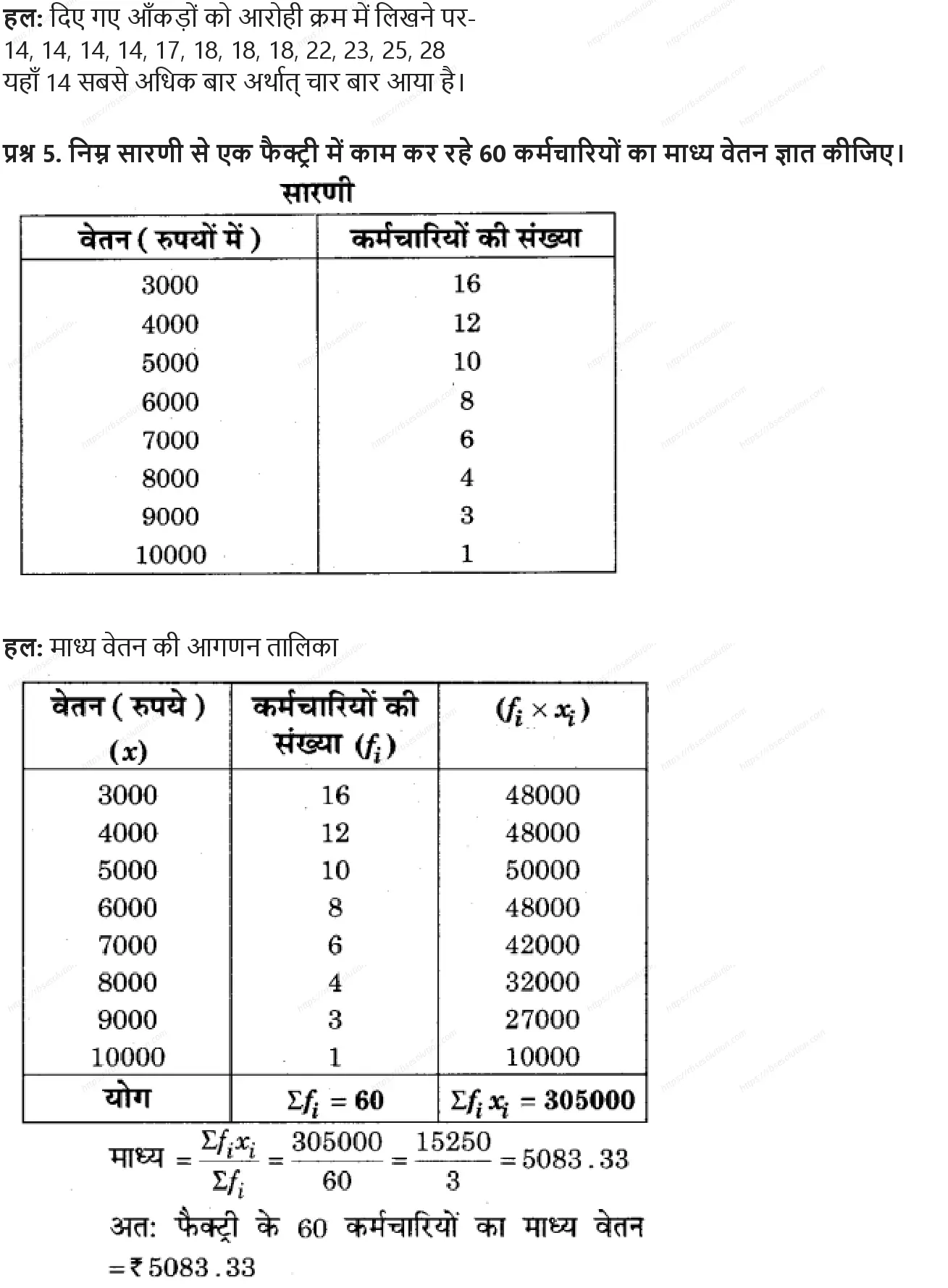 RBSE Class 9th गणित सांख्यिकी Solutions 21
