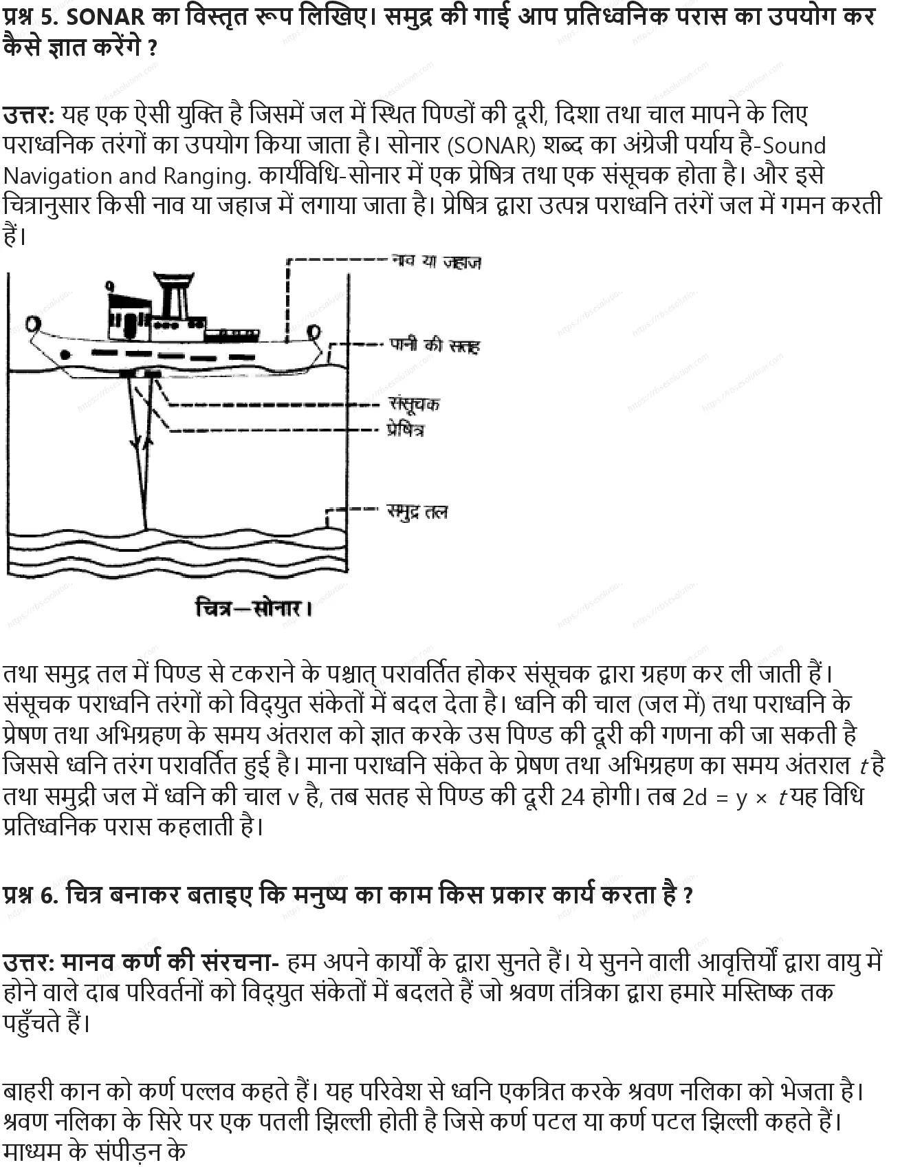 RBSE Class 9th विज्ञान ध्वनि Solutions 10