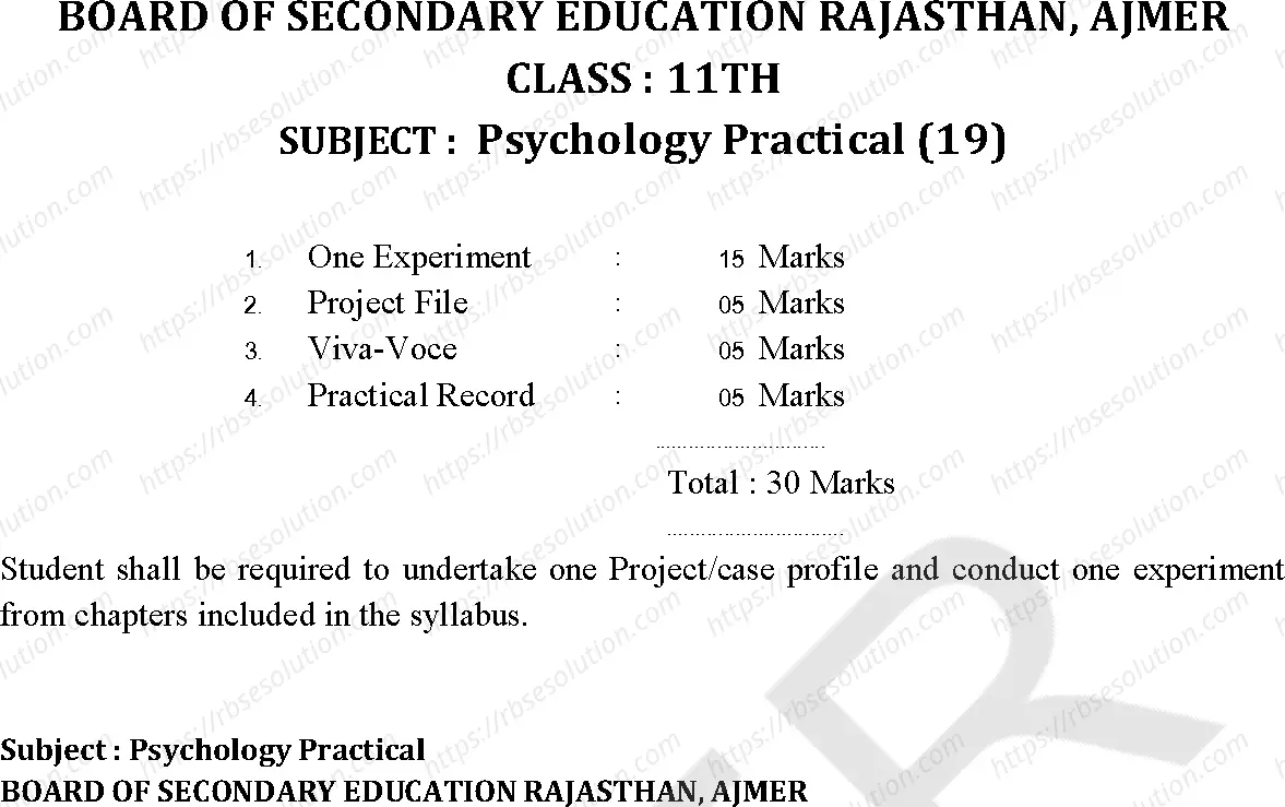 RBSE Class 11th 2025 Psychology Syllabus 8